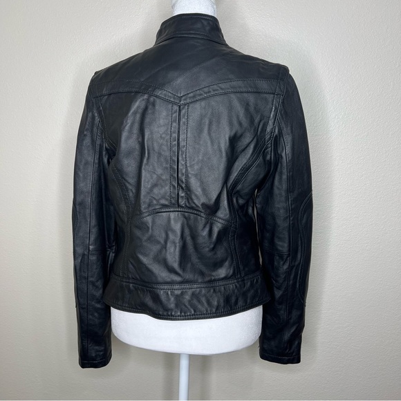 Street Legal Black Leather Full Zip Tassel Motorcycle Racer Biker Jacket Sz S - Picture 6 of 11